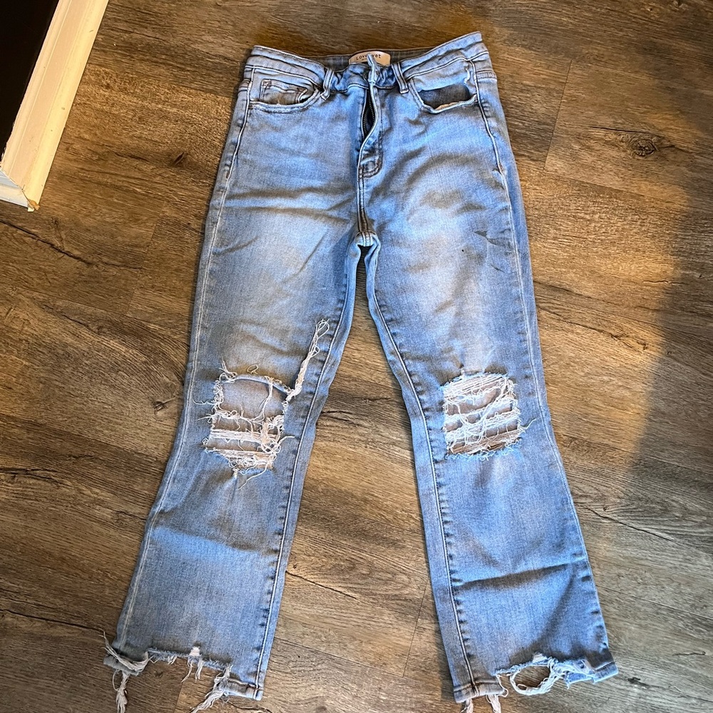 VERVET BY FLYING MONKEY Blue Ankle Cropped Jeans